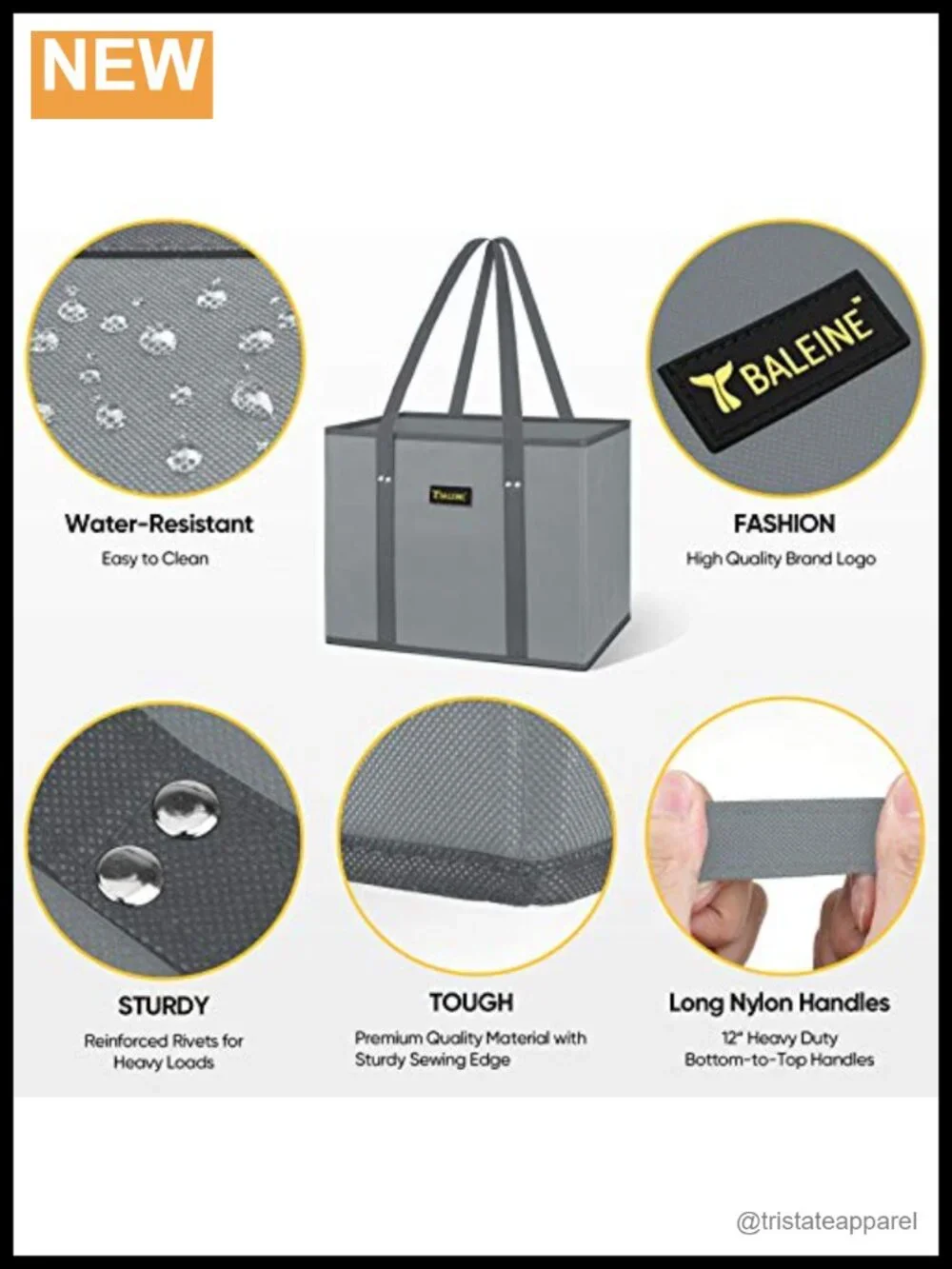 Reusable Grocery Bags Heavy Duty Shopping Tote 3 Pack